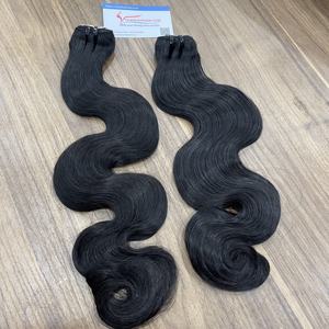 Cheveux humains vietnamiens de qualité supérieure, ondulés, couleur noire, pointes épaisses, super double drawn, fabriqués à la machine. - Product Image 1