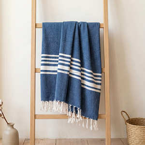 Manta de Algodón Tejida a Rayas Informal, Transpirable, para Todas las Estaciones, con Flecos, Decoración para Sala de Estar, Ligera, para Cama, de Fábrica - Product Image 2