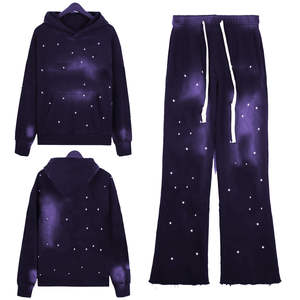 Conjunto de Chándal de Forro Polar para Hombre, Diseño Personalizado con Pedrería, Invierno, Color Sólido, Pakistán, MOQ Bajo, Alta Calidad, Unisex, Dos Piezas - Product Image 1