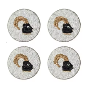 Decorative Seed Beads Embroidery <b>Coaster</b> Set For Coffee Table Unique <b>Beaded</b> Embroidery <b>Coaster</b> Stylish Dining Table Accent - Product Image 6