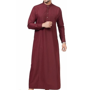 Thobes pour hommes de couleur blanche respirante, vêtements islamiques, vente en gros, OEM, grande taille, coton, vintage, séchage rapide, thobes arabes de Dubaï pour musulmans - Product Image 6