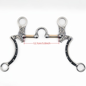 Mordedor para Caballos de Acero Inoxidable, Tubo de Cobre Giratorio para Corrección Articular, Diseño Creativo en Forma de Mejilla Completa, Incrustaciones de Cobre Blanco en Forma de Flor - Product Image 2