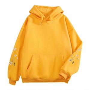 Sudadera con Capucha Rosa para Mujer, Bordado Floral, Manga Larga, Informal, Tejida, para Otoño - Product Image 2