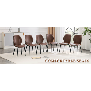 Set di 4 Sedie da Pranzo di Lusso in Pelle PU, Colore Marrone Caffè con Gambe in Metallo Nero, Disponibili in Diversi Colori - Product Image 4