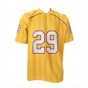 Wholesale Custom Stitched 100% Polyester <b>Mesh</b> Football Jersey Yellow Athletic Sportswear V Neck Men Team Uniform Breathable - Product Image 1
