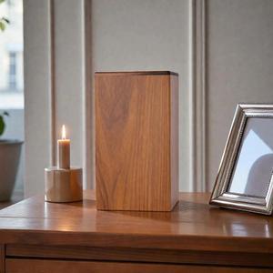Solid Wood Cremation Urn <b>Box</b> Walnut Finish Funeral <b>Memorial</b> <b>Keepsake</b> for Ashes Adult Human Ashes Storage - Product Image 5