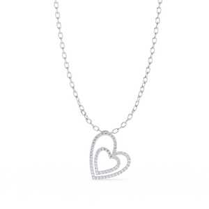 Collier pendentif en moissanite en forme de cœur, motif ajouré, avec breloque en diamant de laboratoire taille ronde, pour femme, cadeau, idéal pour les soirées - Product Image 1