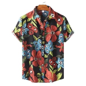 Top 12 chemises pour hommes, hauts à manches courtes imprimés de fleurs, t-shirt pour fête sur la plage, t-shirt boutonné, coupe confortable - Product Image 3