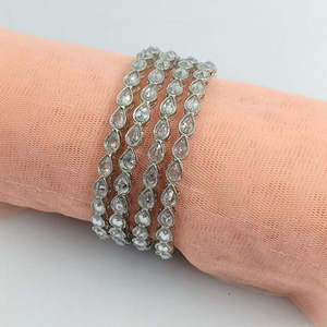 Jewelemarket Silver Plated Crystal Stone Bracelets & <b>Bangles</b> <b>Set</b> 2.8 Size Elegant & Luxurious Jewelry Collection - Product Image 1