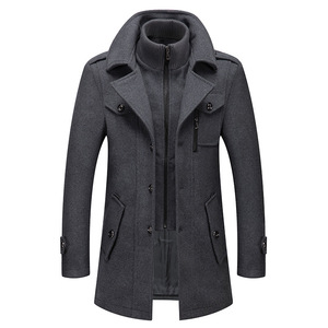 MANWA 2026 New Arrival Men's Casual Winter Woolen <b>Coat</b> Long Trench <b>Coat</b> Hood <b>Single</b> <b>Breasted</b> Closure Crystal Decoration - Product Image 4