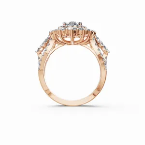 Anillo de Diamantes Cleopatra Halo de 75 Piezas con Múltiples Piedras Cultivadas en Laboratorio de Royal Design, Joyería de Oro de Lujo India para Mujer, Certificación IGI - Product Image 3