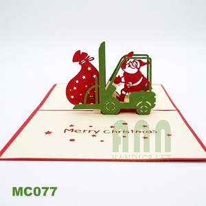 Handmade Pop-Up 3D Santa Lift Bag Custom Laser Cut 4-color Christmas Day Invitation Vietnam <b>Paper</b> Birthday Souvenir Gift Card - Product Image 4