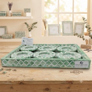 Bandeja de Servir Decorativa de MDF con Incrustaciones de Hueso Verde, Plato de Servir para Hotel, Restaurante y Cocina - Product Image 2