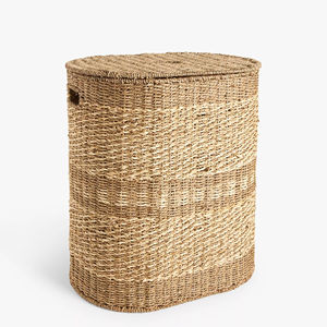 Panier à linge ovale en jonc de mer tressé, panier de rangement naturel fait main, vente en gros, écologique, fabriqué au Vietnam - Product Image 1