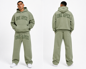 Ensemble sweat à capuche oversize et pantalon de survêtement large en coton épais, personnalisable avec logo, style streetwear - Product Image 5