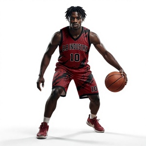 Uniformes de Baloncesto Retro con Rayas Rojas y Negras, Jersey y Pantalones Cortos, Sublimados, Impresos, Premium, Transpirables, 100% Poliéster, Ligeros y de Secado Rápido - Product Image 5