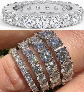 3-4MM Moissanite Eternity <b>Ring</b> Wedding Band 925 Sterling Silver VVS Moissanite <b>Diamond</b> <b>Ring</b> Passes <b>Diamond</b> Tester - Product Image 2