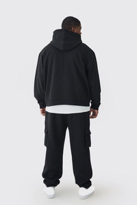 Wholesale 100% Cotton Men's Plus Size Sports Hoodie Custom Cut Sew Oversized Thick Fleece Lined Zipper Solid Winter 500GSM - Product Image 2