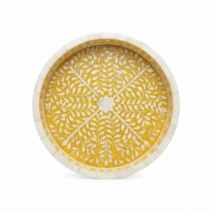 Plateau de service rond artisanal en os bleu rayé, plateau décoratif de luxe pour table basse, salon, décoration intérieure - Product Image 5
