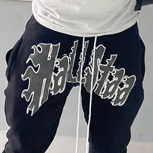 Pantalon de survêtement évasé pour homme, coupe ample, délavé soleil, en coton molletonné épais, écologique et respirant - Product Image 3