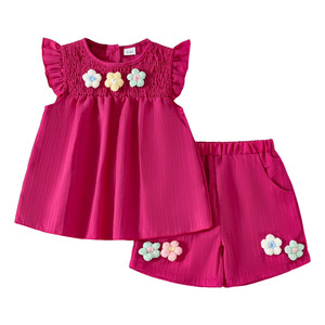 Conjunto de 2 Piezas para Bebés Niñas, Leggings Florales de Jersey, 29% Algodón, 71% Poliéster, Antiarrugas, Casual, Sin Mangas, OEM Personalizable - Product Image 1