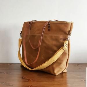 Sac fourre-tout en cuir et toile, broderie ouverte, imperméable, durable, sac à bandoulière, sac de voyage, sac de travail, sac de shopping, grande capacité LCTB-0065 - Product Image 4