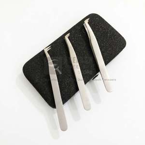 Wholesale Precision Stainless Steel Eyelash Tweezers Set <b>Smooth</b> Tip For Lash Extension <b>Tools</b> Custom Logo - Product Image 5