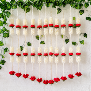 Guirnalda Floral de Perlas para Puerta, Rosas Rojas Artificiales, Decoración para Bodas, Diwali, Hogar, Fondo Decorativo - Product Image 1