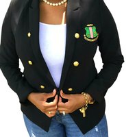 Blazer noir en laine croisé pour femme, inspiré des sororités, veste formelle élégante, coupe ajustée, vêtement d'extérieur de qualité supérieure