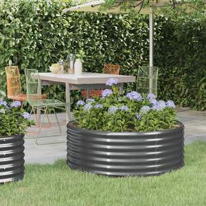 Bac à légumes surélevé en acier thermolaqué anthracite de 39,4 pouces de diamètre, fournitures de jardinage - Product Image 1