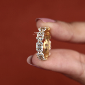 Anillo de eternidad floral con diamantes redondos y marquise, banda de oro de 14K con formas mixtas, anillo de boda floral apilable, regalo para ella - Product Image 6