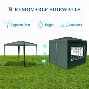 Tenda Pergola a 4 Lati in Tessuto PE Verde 3x3m (10FT X 10FT) con 4 Lati Rimovibili per Feste all'Aperto - Product Image 2