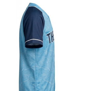 Maillot de baseball 100 % polyester sublimé, design personnalisé, col en V, entièrement boutonné, uniformes d'entraînement professionnels pour hommes - Product Image 5