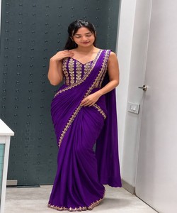 Vêtement ethnique, dernières tendances indiennes, saris en coton à bas prix pour femmes, vêtements de fête, sari avec bordure en dentelle, chemisier 85043 BB-74 - Product Image 2