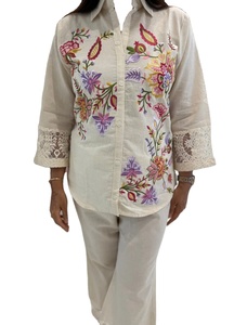 Verano algodón ganchillo encaje bordado trabajo Co ord conjunto muy cómodo India fabricante al por mayor juegos de cordones para las mujeres en la India - Product Image 3