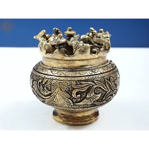 Estatuas hechas a mano de 3 pulgadas de latón Shivling & Nandi Kalash pequeñas estatuas indias de decoración del hogar - Product Image 2