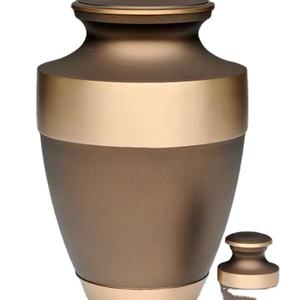 Urna Funeraria de Aluminio Premium Hecha a Mano, Mini Urna Conmemorativa |   Urna Personalizada con Acabado Bronce Dorado, Diseño Art Deco y Esmalte Agrietado - Product Image 1