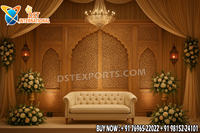 Cadres de scène de mariage 3D style Héritage Mughal, détachables, durables, vente en gros, panneaux de fond en bois style arabe, taille personnalisée