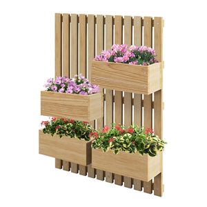 Jardinière murale robuste en bois pour extérieur avec treillis, style classique, potager surélevé pour plantes grimpantes, hauteur réglable - Product Image 1