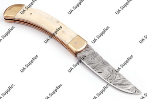 Hand Forged High Quality Damascus Steel Drop Point Folding <b>Knife</b> Wood <b>Handle</b> Leather Sheath Foldable Outdoor EDC OEM Best Price - Product Image 2