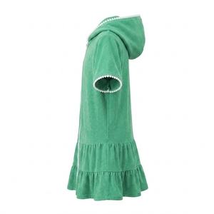 Nuevo Vestido de Playa para Niñas, 100% Poliéster, con Capucha, Manga Corta, Cierre Frontal con Cremallera, Dobladillo con Volantes, Lindo, para Playa o Piscina, Fabricante con Logotipo Personalizado - Product Image 2