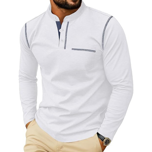Camisetas Personalizadas de Manga Larga para Hombre, Cuello Henley, Corte Ajustado, Casual, Transpirable, de Secado Rápido, 100% Algodón, Estampado Serigrafiado - Product Image 6