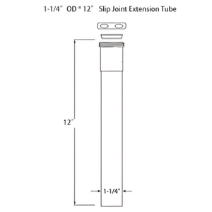 PTB0009 1-1/4 "OD * 12" longueur Slip Joint Extension Bras Tube - Product Image 2