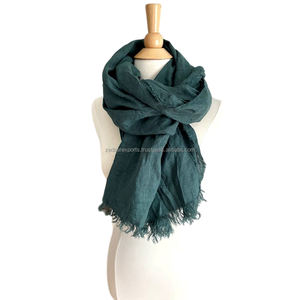 Dupatta en lin minimaliste uni décontracté pour femmes, écharpe et châle ethnique polyvalent, accessoire respirant et doux pour la peau - Product Image 4