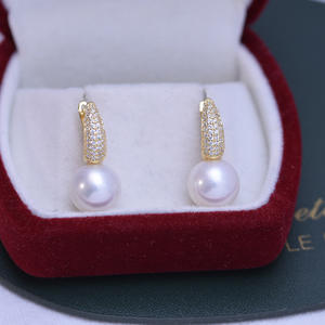 Pendientes de Perlas de Agua Dulce de 10-11 mm, Grandes, Blancas y Púrpuras, Redondas, con Luz Intensa, Ligeras Imperfecciones, Plata de Ley S925, Joyería de Perlas de Primera Calidad - Product Image 2