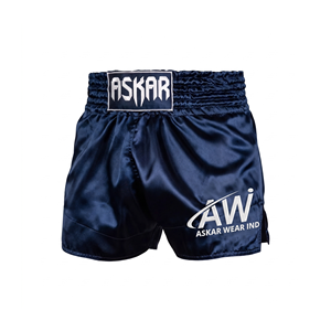 Shorts de boxe unisexes Askar bleu marine coupe ample avec impression sérigraphiée sur le devant 100% polyester léger respirant séchage rapide - Product Image 1