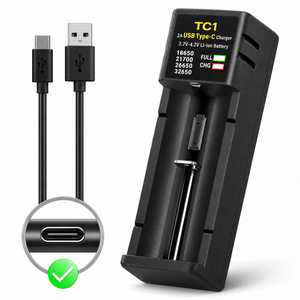 26650 21700 18650 Li Ion NiMH <b>Battery</b> <b>Charger</b> ZEROBEAM TC1 <b>USB</b> Type C Single Slot Portable 2A <b>Charger</b> <b>with</b> LED Indicator - Product Image 1
