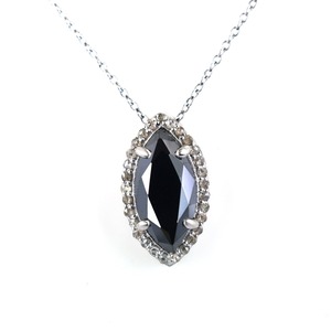 Pendentif en moissanite noire de forme marquise, en argent sterling 925, personnalisé, cadeau pour un anniversaire - Product Image 1
