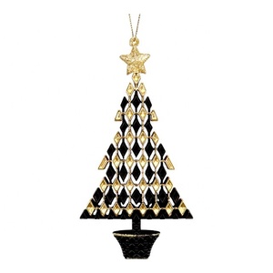 Décoration de Noël et du Nouvel An unique pour la maison, ornement de train 3D en acrylique plaqué or noir mat, emblème d'arbre, clé - Product Image 5