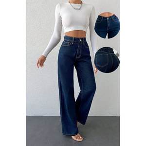 Modern Womens Highwaist Wide Leg Baggy Stone Blue <b>Denim</b> Jeans Relaxed Loose Fit Soft <b>Stretch</b> Plating Eco-Friendly Durable Casual - Product Image 6